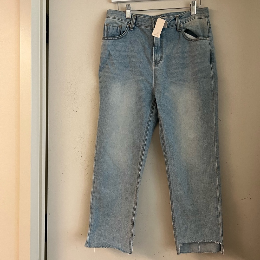 Oak + Fort Denim Jeans Mismatched Hem NWT